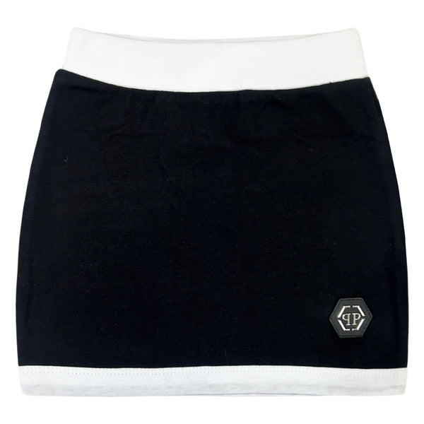 Girls Black Logo-Patch Mini Skirt