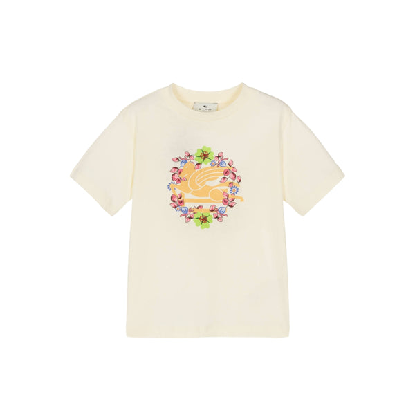 Girls Ivory Cotton Pegaso Logo T-Shirt
