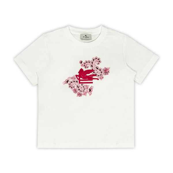 Girls White Pegaso-Motif T-shirt