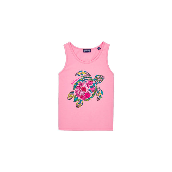 Girls Pink Printed Sleevless Top