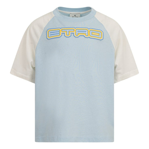 Boys Sky Blue Logo-Patch Cotton T-Shirt