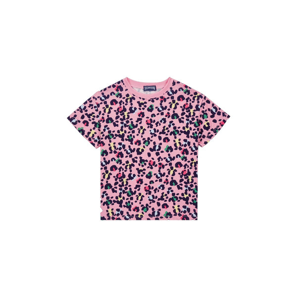 Girls Pink Printed Cotton T-Shirt