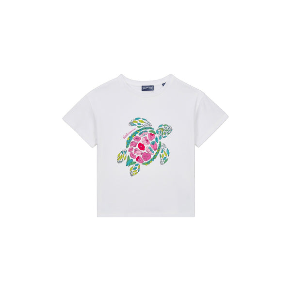 Girls White Provencal Turtle Print T-Shirt