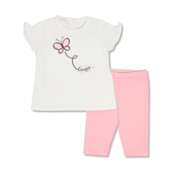 Baby Girls White & Pink Leggings Set