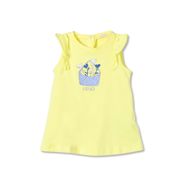 Baby Girls Yellow Rihenstone Print Dress