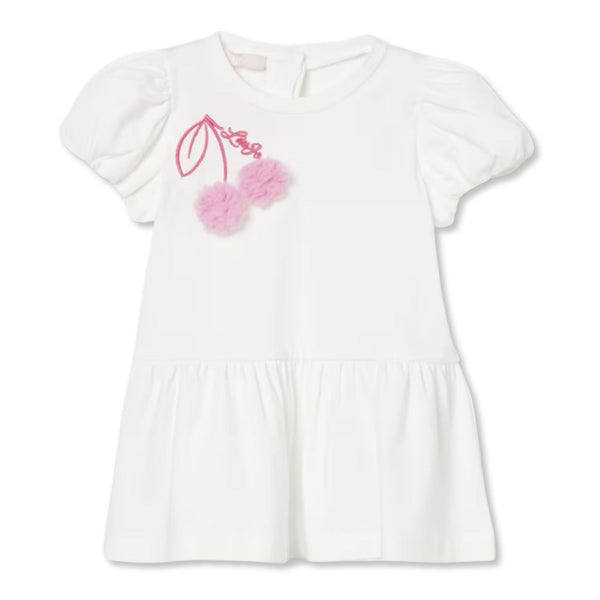 Baby Girls White Embroidered-Logo Dress