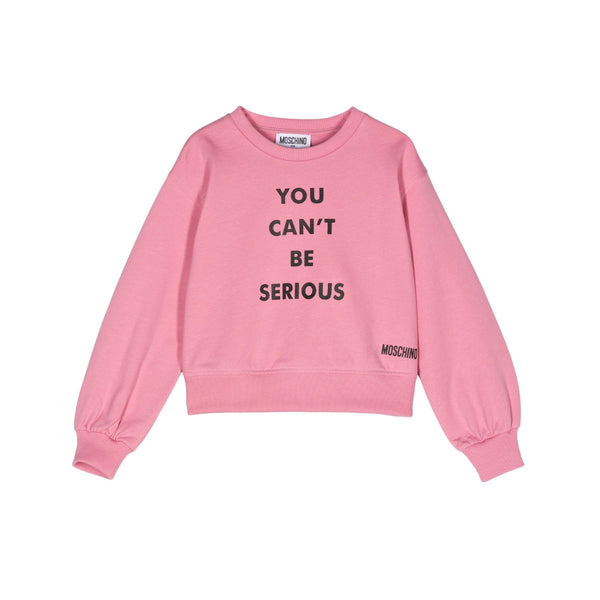 Girls Pink Slogan-Print Cotton Sweatshirt
