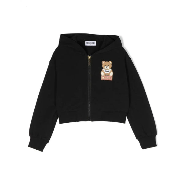 Girls Black Logo-Print Zip-Fastening Hoodie