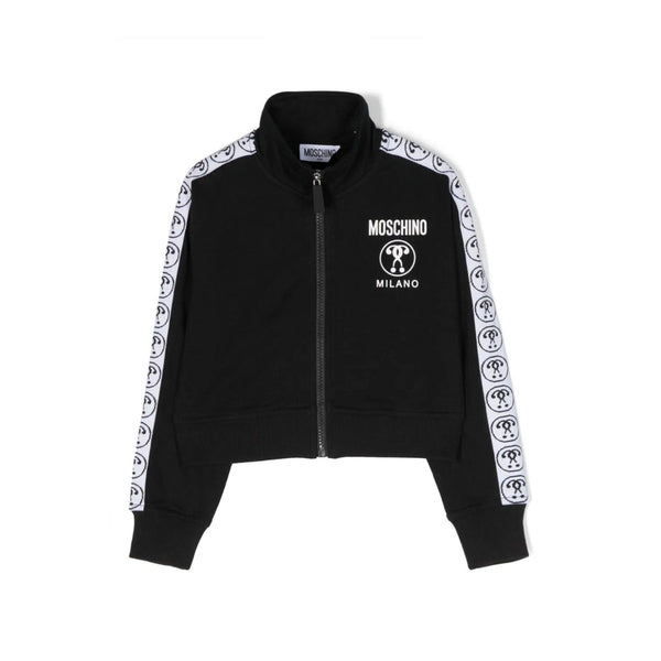 Girls Black Logo Print Sweatshirt Jacket