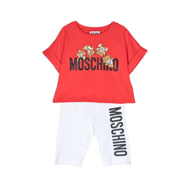 Girls Red Logo Print Shorts Set