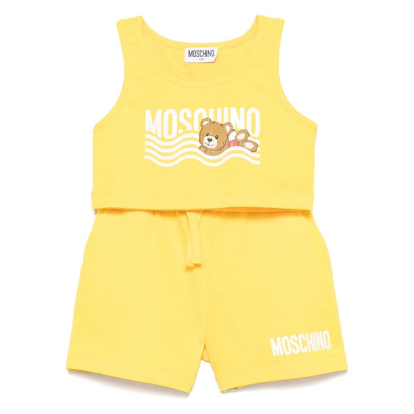 Girls Yellow Logo-Print Shorts Set