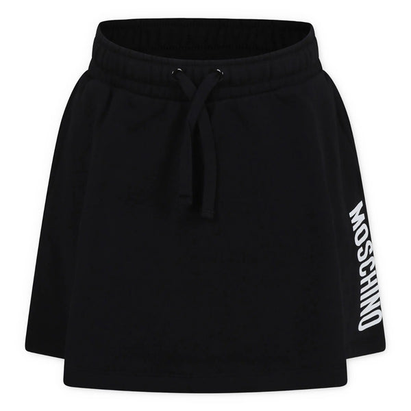 Girls Black Warm-Logo-Print Skirt
