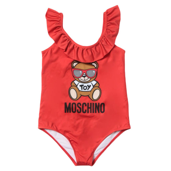 Girls Red Teddy Bear Swimsuit