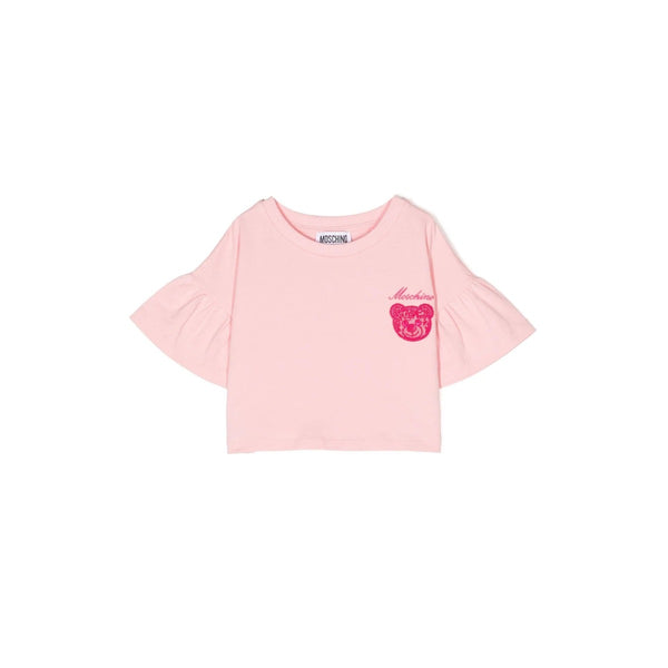 Girls Pink Ruffle Sleeve Top