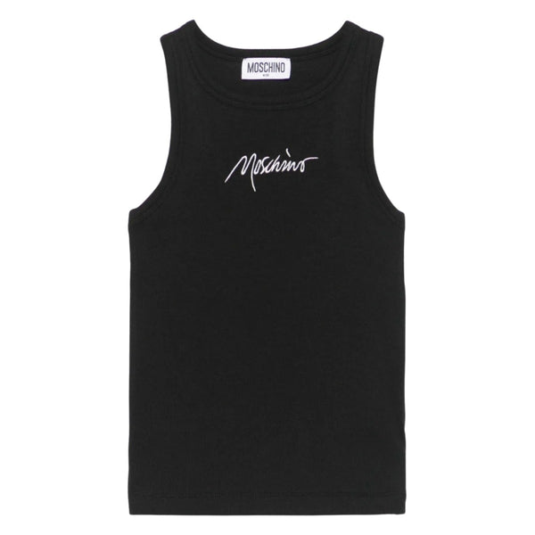 Girls Black Logo-Embroidered Tank Top