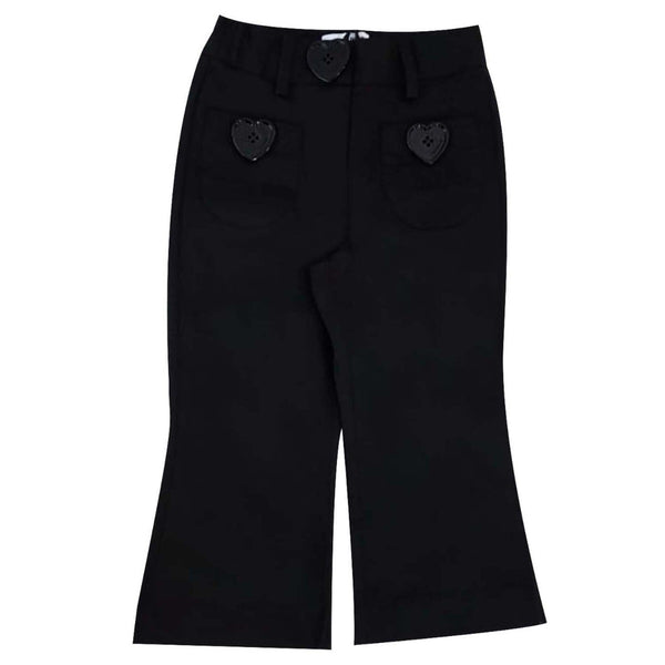 Heart Button Trousers-Black