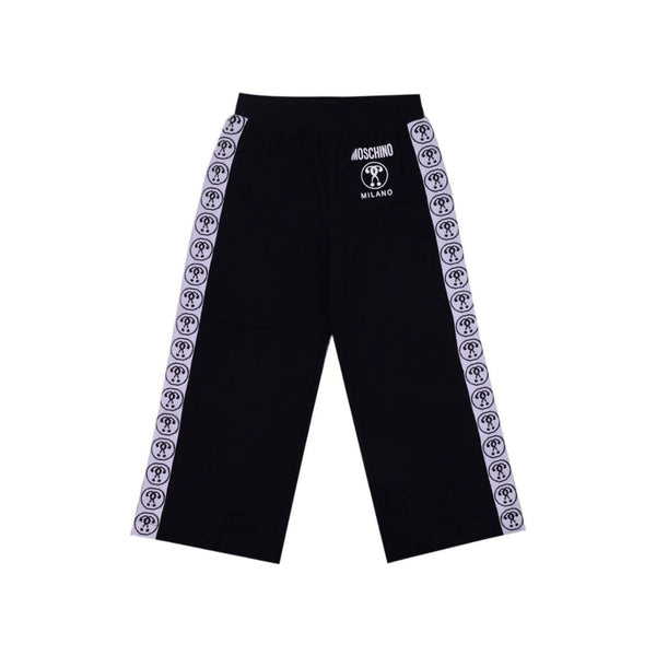 Girls Black Cotton Question Mark Joggers