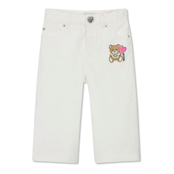 Girls Ivory Denim Wide Leg Jeans
