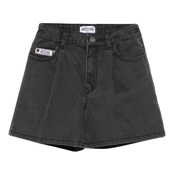 Girls Black Denim Cotton Shorts