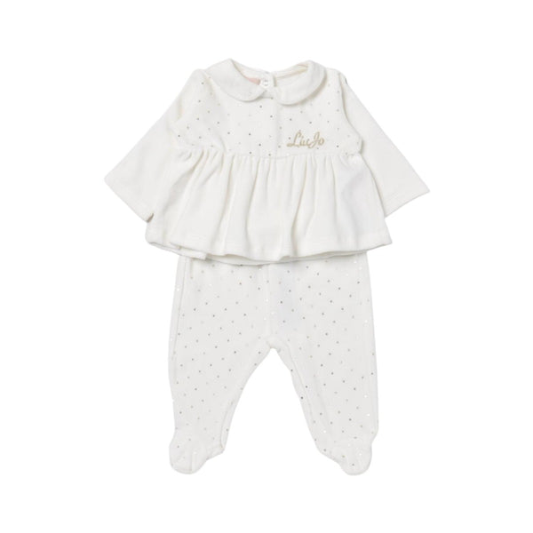 Baby Girls White Logo-Print Jumpsuit