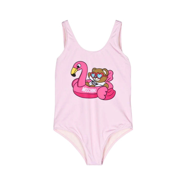 Girls Pink Logo-Print Swimsuit
