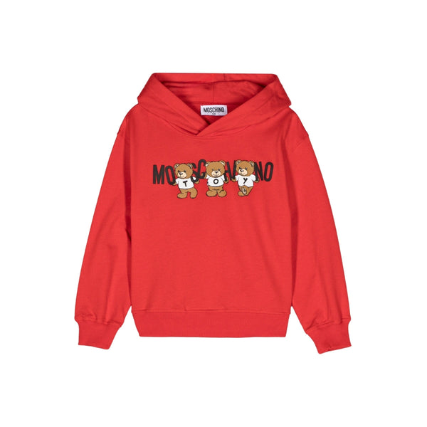 Unisex Red Teddy Bear-Print Hoodie