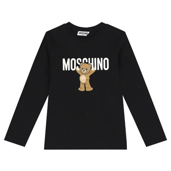 Unisex Black Teddy-Print T-shirt