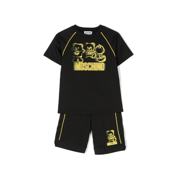 Unisex Black Logo Print Short Sets