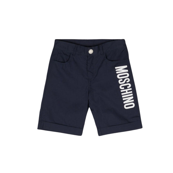 Boys Logo Print Navy Blue Shorts