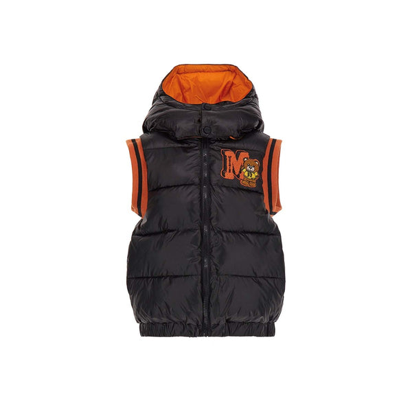 Black Logo Puffer Hoddie Vest