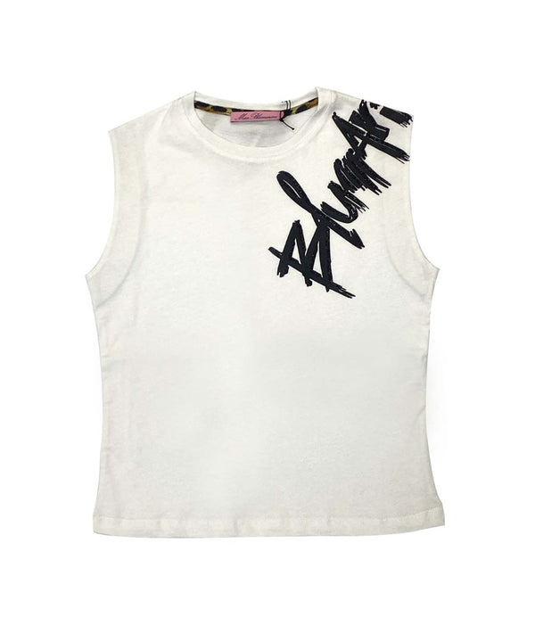 Girls White  Top With Blumarine Logo On Shoulder