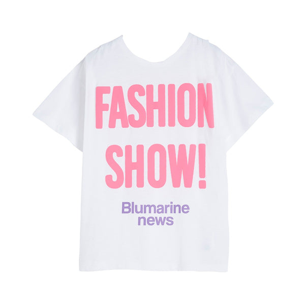 Girls White Fashion Show Print T-shirt