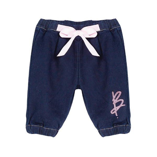 Baby Girls Denim Blue Logo Jogger