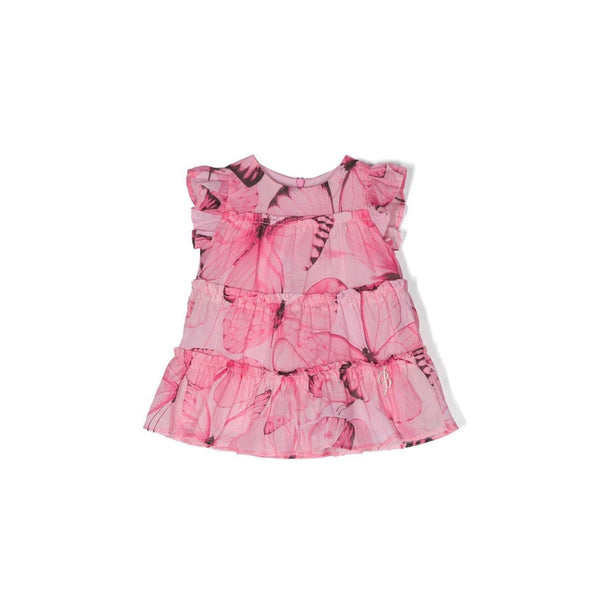 Girls Pink Butterfly Printed Dress