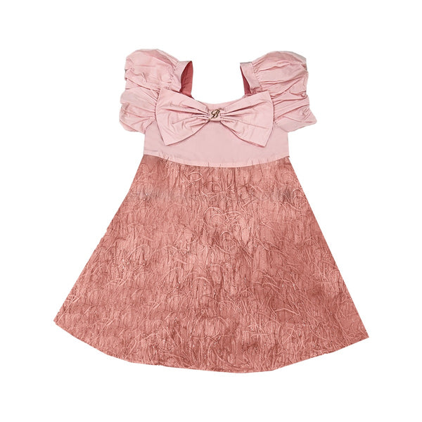 Girls Pink Bow-Detail A-line Dress
