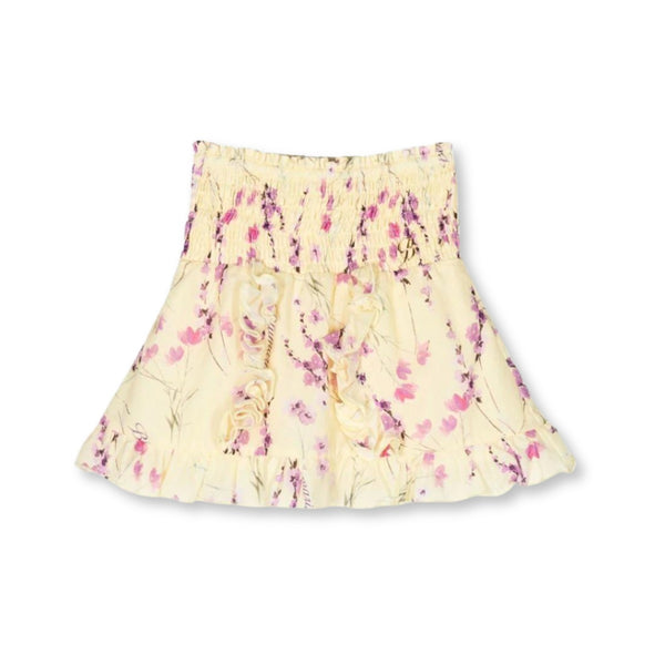 Girls Yellow Floral-Print Flared Skirt