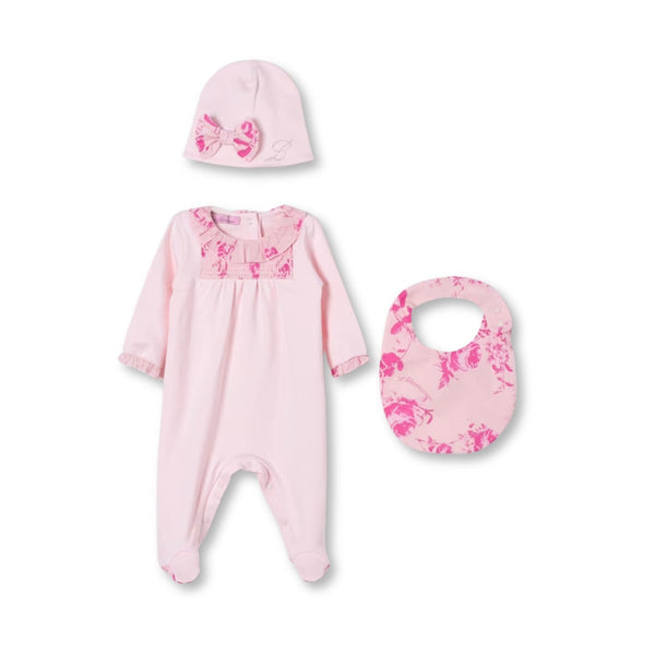 Baby Girls Pink Floral Print Romper Set Of 3