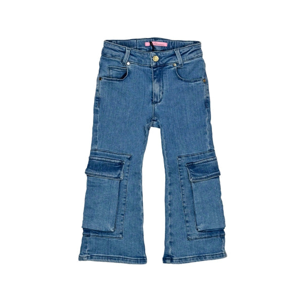 Girls Denim Blue Cargo Trouser