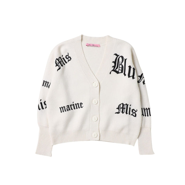 Girls White Logo-Embroidered V-neck Cardigan