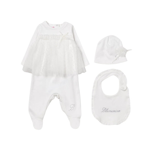 Baby Girls White Three-Piece Romper Set