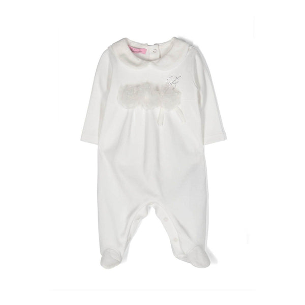 Baby Girls White Floral-Appliqué Romper