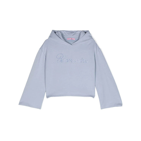 Girls Blue Crystal-Embellished Drop-Shoulder Hoodie