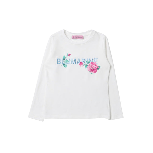 Girls White Rhinestone-Embellished T-shirt