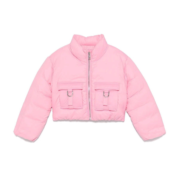 Girls Pink Logo-Embroidered Puffer Jacket