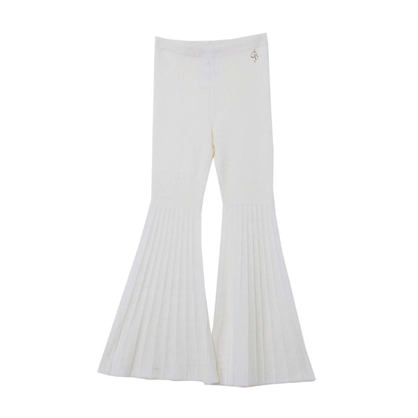 Girls Ivory Logo-Plaque Wide Trousers