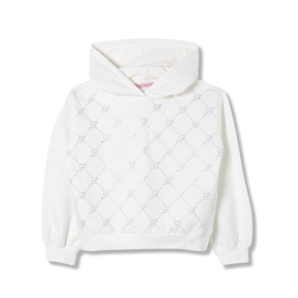 Girls White Logo-Embellished Hoodie