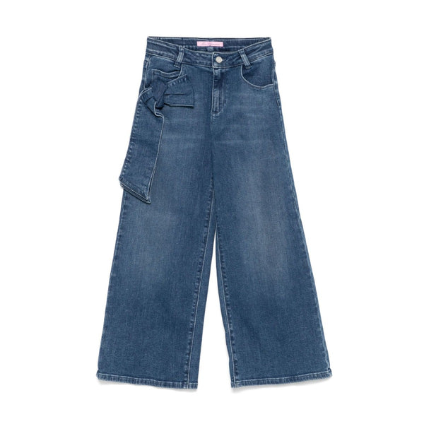 Girls Denim Blue Widee-Leg Jeans