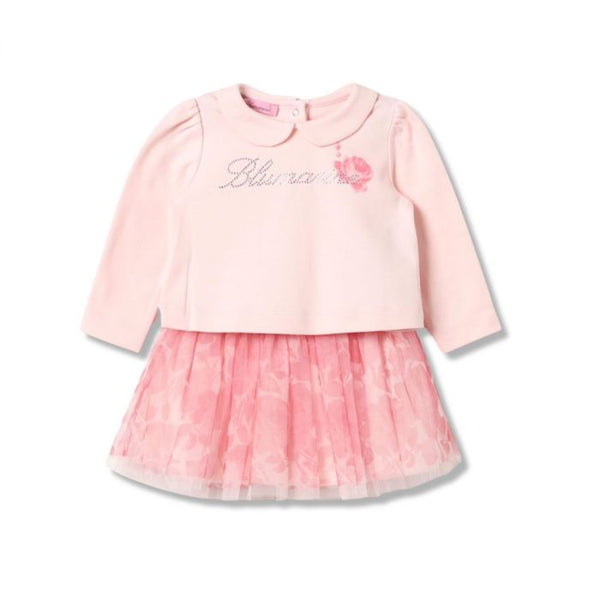 Baby Girls Pink Floral-Print Skirt Set