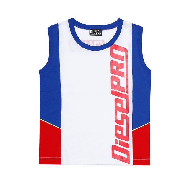 Boys White & Blue Colorblock T-shirt