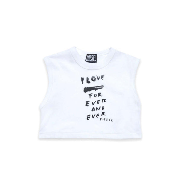 White Slogan Printed Crop T-Shirt